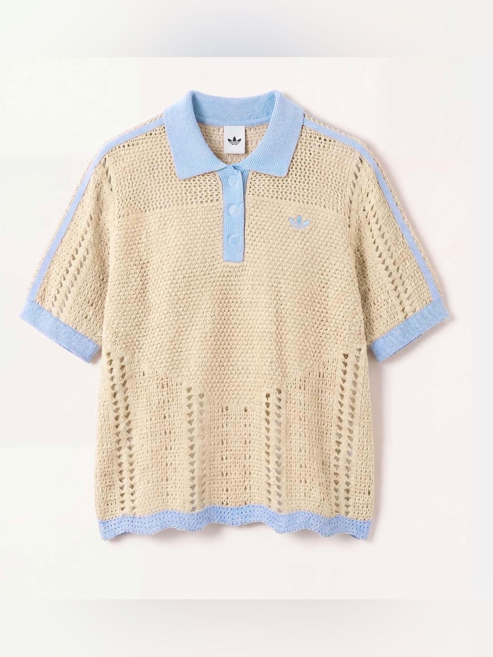 adidas Originals × ASOS size S polo top in beige crochet